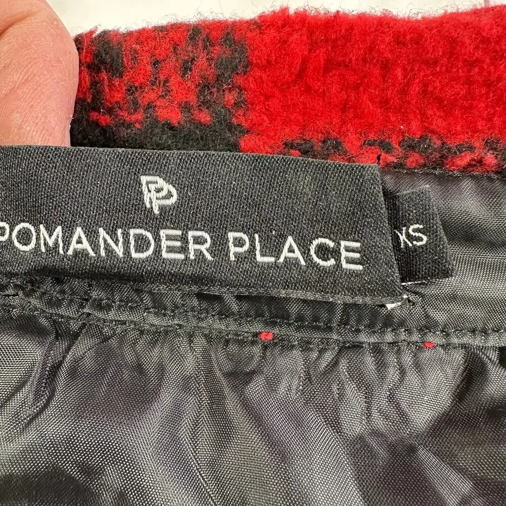 Pomander Place Shirt Jacket Womens XS Red Black Austen Buffalo Check Plaid Wool